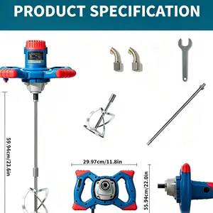 Heavy Duty Electric Mixer, High Power Stirring Tool, Stable Uniform Mixing, Ergonomic Grip, Fit Cement Paint Mortar Blending Work