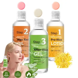 3Pcs Pre and Post Waxing Spray Kit, Natural Aloe Vera Chamomile Wax Care Set, Pre-Wax Cleanser, Wax Residue Remover Oil and Soothing After-Wax Gel for Sensitive Skin Home Hair Removal