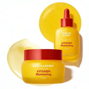 EQQUALBERRY VitaminIlluminating Serum & Cream Set - Vitamin C& Niacinamide I Targets Dark Spots |Strengthens Skin Barrier with Ceramides|Glowy, Lightweight Hydration summerwins
