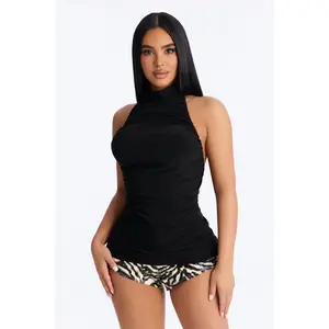 A Classic Piece Ruched Drapey Top - Black