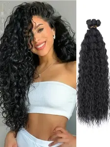 Deep Wave Hair Bundles 22-26 Inch Curly Hair Extensions for Women, Natural, 8pcs Wet & Wavy Hair Bundle Weave