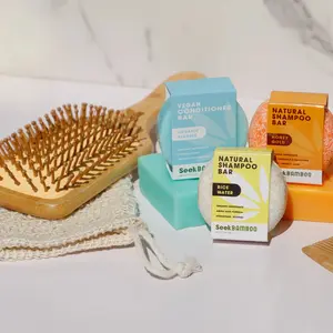 Bamboo Brush With Shampoo Bar