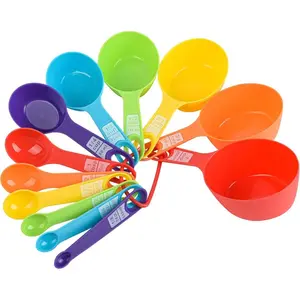 Plastic Measuring Cups and Spoons Set of 12, Color Measuring Cup and Spoon Set, Metric Measuring Spoons and Cups for Baking & Kitchen, Dry Cute Colorful Measure Cup and Spoon