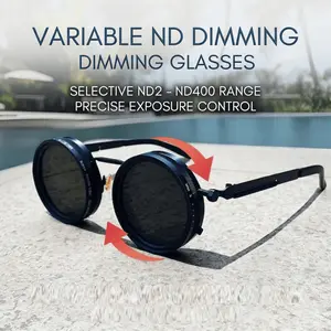 Adjustable Dimming Sunglasses - Variable ND Tint Round Shades for Driving & Fishing