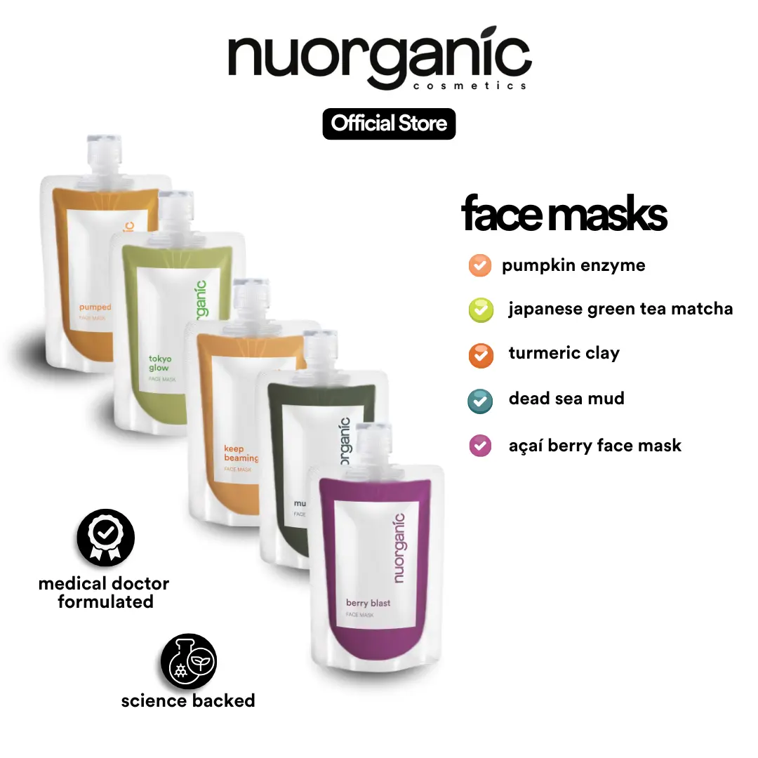 nuorganic Face Masks - Turmeric, Matcha, Acai, Dead Sea, Pumpkin Enzyme Face Masks