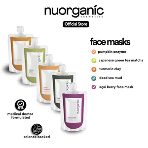 nuorganic Face Masks - Turmeric, Matcha, Acai, Dead Sea, Pumpkin Enzyme Face Masks