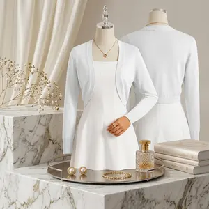 Women's Soft Knit Cropped Cardigan Tops - Long Sleeve Bolero Sweaters Comfortable Lightweight Layering Piece Perfect for Casual Outfits Daily Wear S-XL Size Range Available