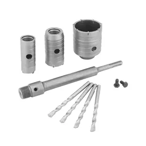 Concrete Hole  Kit, 7 count Cement Stone Drill Bit Sets, Shank with (30mm 40mm 60mm)  Diameter, 8 11/16" Connecting Rod, 3 Center Drill Bits, for Brick Stone Wall Drilling