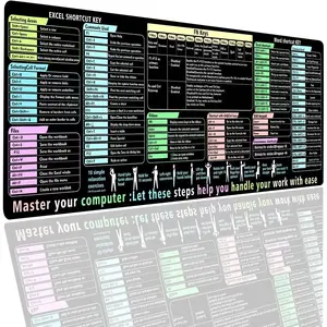 Large  Pad with Excel and  Shortcuts Gaming  Pad for Office Men's and Women's Dedicated Extended Office  Mat Non Slip  31.5x11.8inches