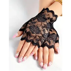 1pair Floral Pattern Lace Hollow out Design Gloves (1 Pair), Elegant Fashion Gloves for Wedding Party, Wedding Bridal Gloves