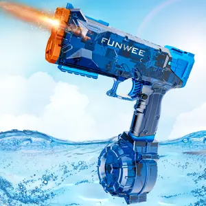 【Fathersdaygifts】Electric Water Shooter with LED Lights, Powerful Squirt Water Pistol for Kids/Aldults,Long Range Shoot  Outdoor Rechargeable Water gun Toy,High Powered  Waterproof for Summer, Outdoor,Party,Birthday Giftp SummerVibes  Dual-Magazine