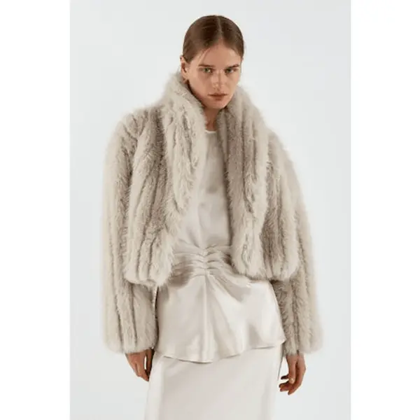 Sofia Irina Giselle Cropped Coat in Champagne