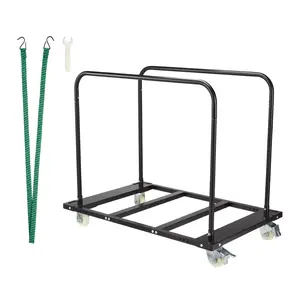 Folding Table Cart, 1500 LB Capacity, Heavy Duty Steel Table Dolly with Lockable Wheels & Dual Removable Handlebars, Portable for Events Hotels Banquets Schools