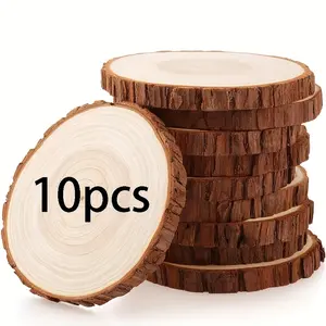 10pcs 3.94-4.72 inch wooden chips, wooden ring kit, DIY crafts wooden rings, sawdust, table decoration DIY painting Christmas decoration DIY crafts wooden coasters