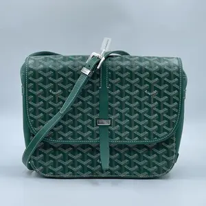 Pre-owned Goyard Leather Crossbody Bags CALUXB Goyardine Belvedere II PM Messenger Bag Green