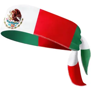 Mexican Flag Headband for Men Women, Mexican Flag Tie Bandana with National Emblem – Patriotic Tricolor Head Wrap for Cinco de Mayo, Sports Events, Parades, and Festivals : Beauty & Personal Care