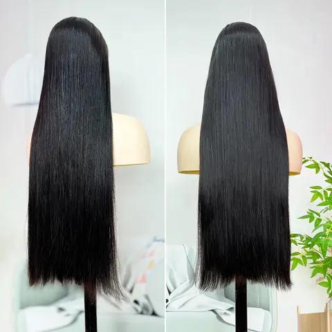 100% Raw Vietnamese Human Hair Lace Front Wig - 13x4 Skinlike Real HD Lace Frontal Wig, SDD Bone Straight, Super Double Drawn, 200% Density, Pre-Plucked Hairline, Pre-Bleached Knots, Glueless Wigs
