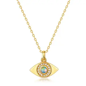 Opal Evil Eye Pendant Necklace