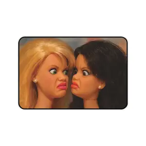 WTH Funny Doll 2 Face Meme Quirky Reaction Mouse Pad Desk Mat