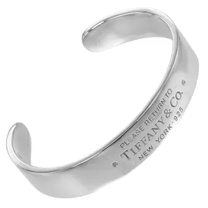 Pre-owned Tiffany & Co. Sterling Silver 925 (Ag925) Small Leather Goods Tiffany Return to Tiffany Silver 925 Diamond Bangle