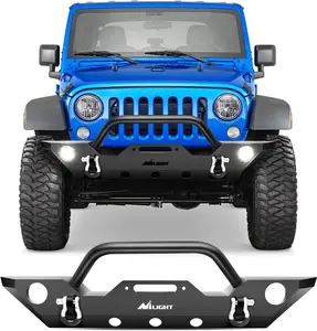 Nilight Front Bumper Compatible for 2007 2008 2009 2010 2011 2012 2013 2014 2015 2016 2017 2018 Jeep Wrangler JK/JKU Rock Crawler Fog Lights Hole Winch Plate