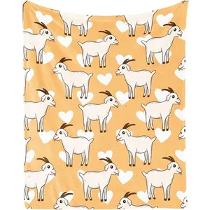 Goat blanket-soft, fuzzy & warm-40 "x 50" small blanket for Couch, sofa-yellow aesthetic throw gifts for Girls & Boys