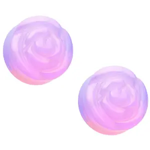 Lavender Opalite Rose Flower Double Flared Plugs - Pair