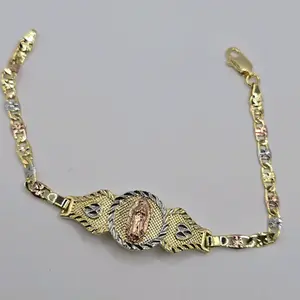 Virgin Mary Beautiful Bracelet - New Design, 7 Inches Gold-Plated, Three Colors