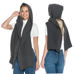 Wavy Edge Hood Scarf, Knitted Hat Scarf Set, Balaclava Neck Gaiter for Outdoor Ski Mask - Charcoal Gray