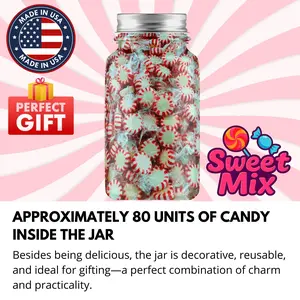 Sweet Mix – Peppermint Candy in Premium Glass Jar (32oz) | Individually Wrapped, Fresh & Decorative | Perfect Gift Idea