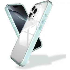 Clear Macâron Color Phone Case for iPhone 16/15/14 Plus/13/12 Pro Max, Shockproof Soft TPU Bumper Frame with Flexible Transparent Back Phone cases, Aesthetic Crystle Pastel Design, Stylish Phone Protector for Girls, for iPhone 16 Pro Max