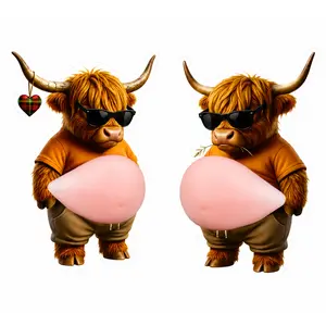 3PC-Stop Door Slams! 3D Squishy Highland Cow Wall Protector & Fidget Toy