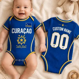 Curacao Baby Bodysuit, Personalized Soccer Onesie, Custom Name Number Baby Outfit, Newborn Fan Gift 1Y6 O60