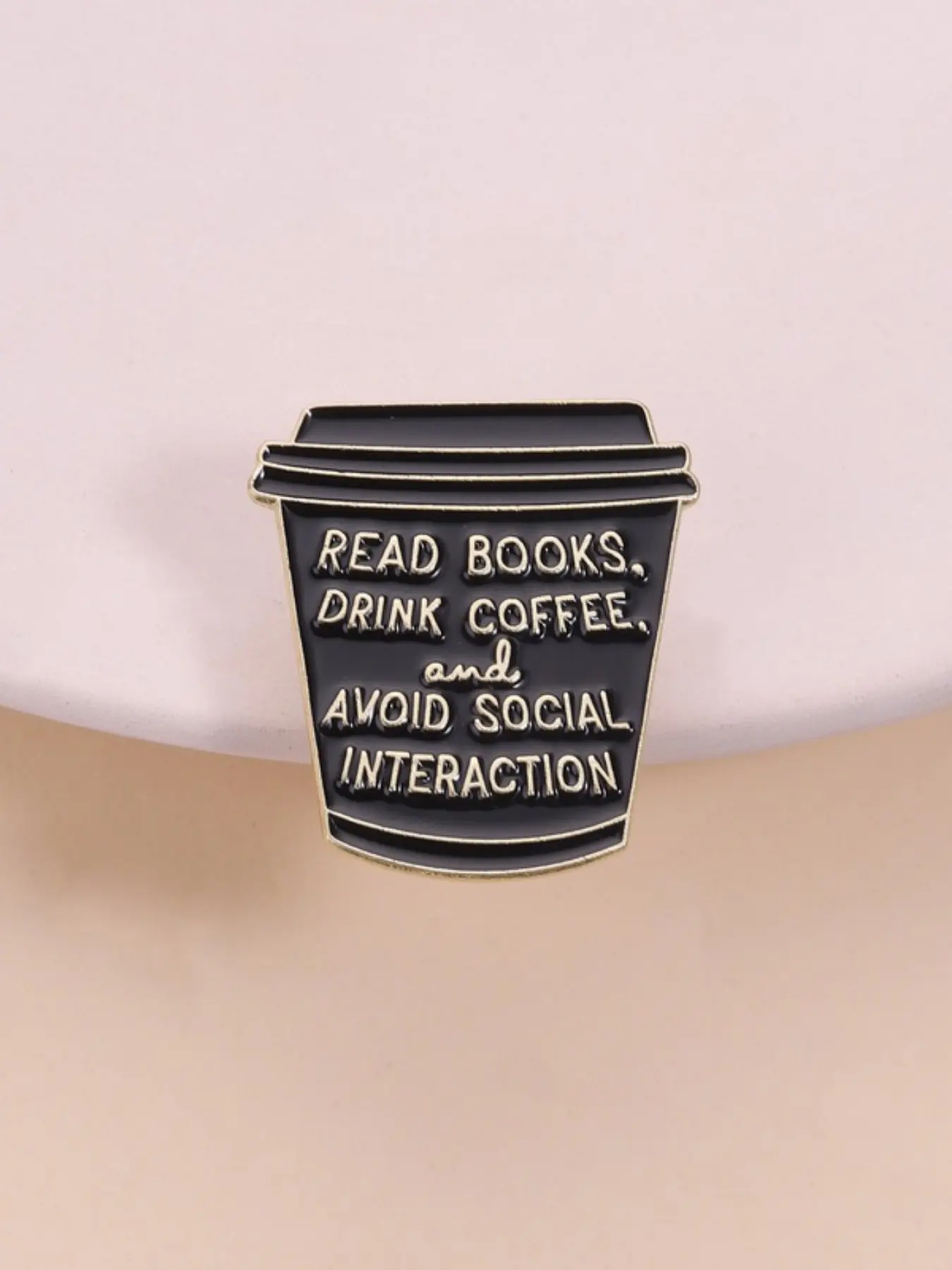 Read Books Drink Coffee Enamel Pin, Lapel Pin, Lapel Brooch, Alloy Brooch Pin, Vintage Cup Design with Text, Perfect Accessory for Introverts, Book Lovers, Coffee Enthusiasts, Fashion Accessory