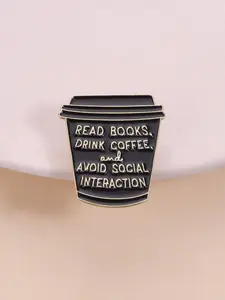 Read Books Drink Coffee Enamel Pin, Cup Design with Text, Perfect Accessory for Introverts, Book Lovers, Coffee Enthusiasts, Fashion Accessory