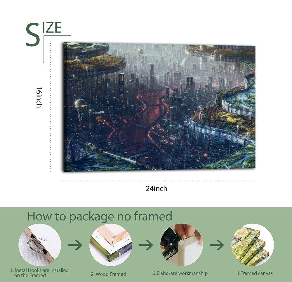 Sci Fi City Poster Decorative Painting Canvas Wall Art Picture Print Modern Family Bedroom Decor
