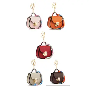 5PCS Saddle-Style Mini Bag keychain for Women-Waterproof PVC Coin Purse,Earphone Pouch&Lipstick Pouch with Snap Closure,Cute Bag Charm in Multiple Colors for Everday Use ,Travel &Gifts