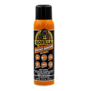 Gorilla 12.2 oz. Contact Adhesive Ultimate Spray, Permanent Contact Adhesive, Adjustable Nozzle Spray Adhesive, Heat Resistant Adhesive, Low VOC Contact Cement, Bonds Fabric and Foam, Professional Spray Adhesive.