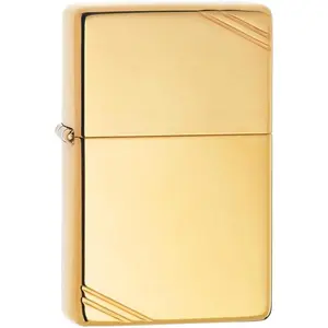Vintage High Polish Brass Lighter with Slashes Lighter