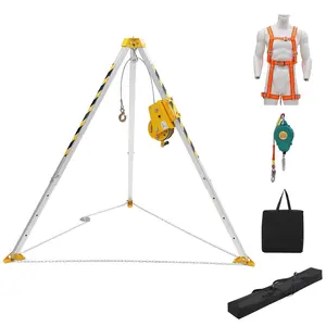 Garvee Confined Space Tripod Rescue Kit, 1200LB Capacity with Manual Winch & 98' Cable, Includes Safety Harness & Fall Arrester Fall Protection Tools Set for Manhole/Tunnel/Industrial Use
