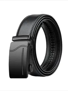 Men's Black Alloy Automatic Buckle Belt - Universal PU Leather Pu Leather Belts