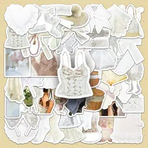 Lace Themed Scrapbooking Sticker, 100pcs/set Romantic Lace Pattern Decorative Sticker, DIY Decorative Sticker for Scrapbooking & Journal Making