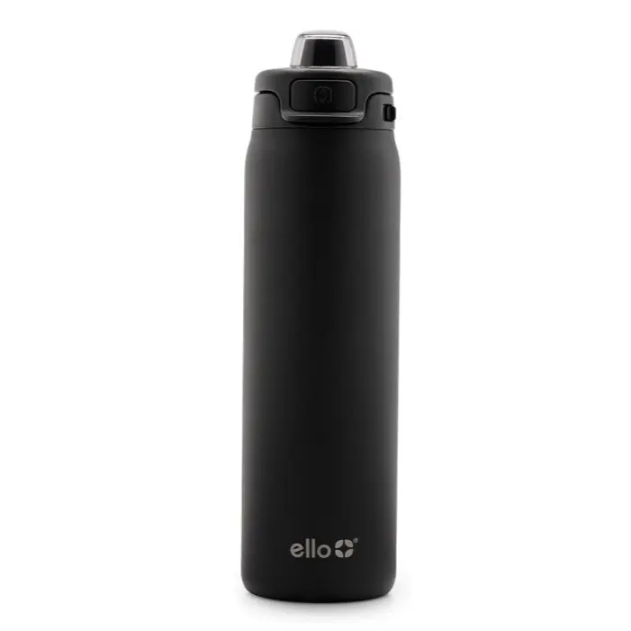 Ello Pop & Fill Stainless Steel Water Bottle with Quick Fill Technology, Double Walled Vacuum Insulated Metal, Leak Proof Locking Lid, Sip & Chug, BPA Free, Holiday Gift for Him Her, 22oz