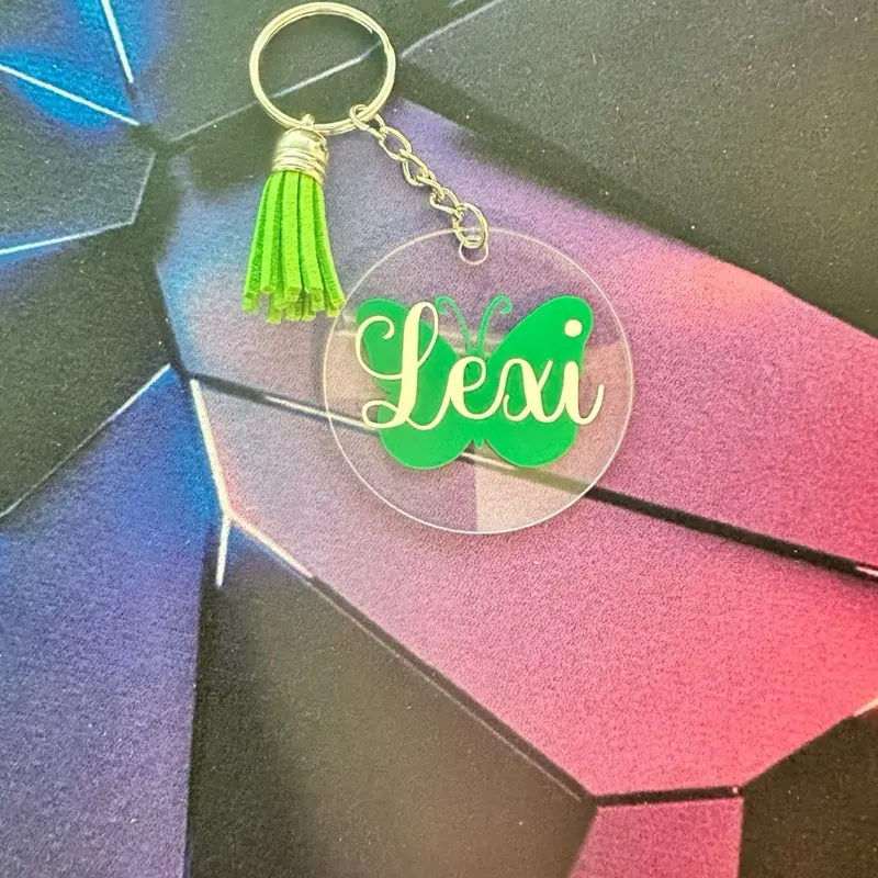 Custom Butterfly-With-Name Acrylic Keychain