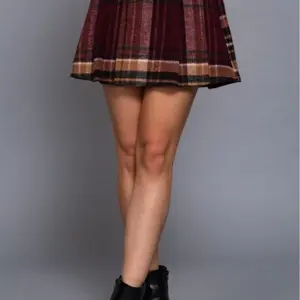 Plaid Pleats Flannel Mini Skirt
