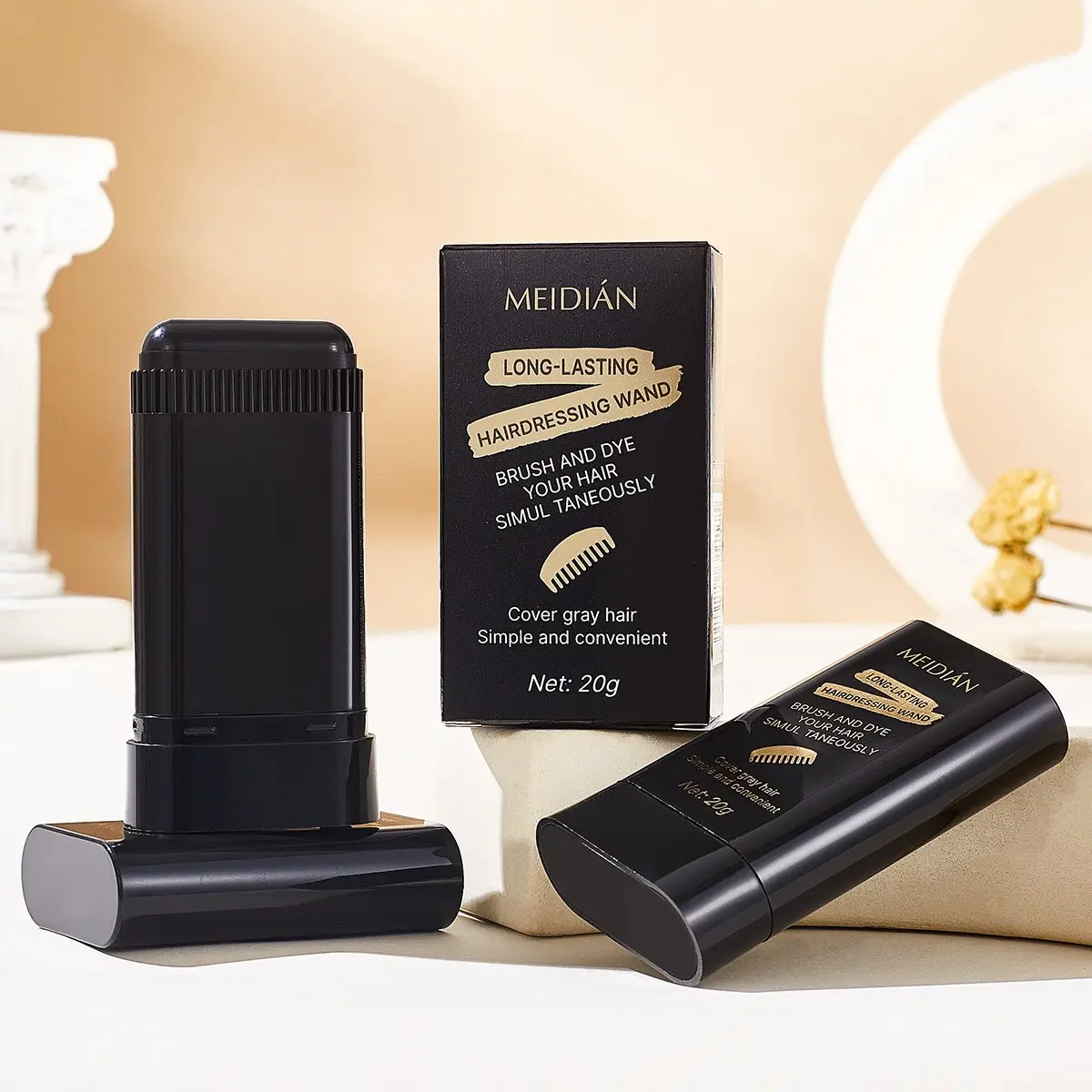 Meidian Disposable Hair Dye Stick, Conceals Hair, Portable Touch-Up Pen, Non-Damaging, Washable, Temporary Style, Summer Travel Essential