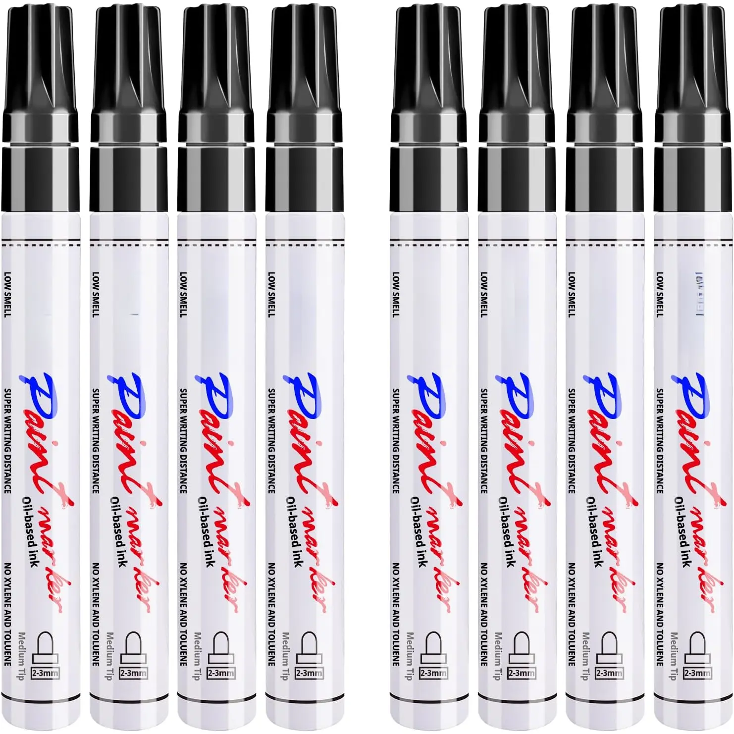 Black  Pens Permanent  Markers - 8 Pack Oil Based Marking Pens, Medium Point, Quick Drying and  Pens for Rock Painting  Tyre Metal, Plastic, Canvas,