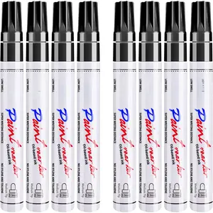 Black  Pens Permanent  Markers - 8 Pack Oil Based Marking Pens, Medium Point, Quick Drying and  Pens for Rock Painting  Tyre Metal, Plastic, Canvas,