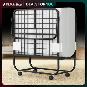 Folding Bed with Mattress, Portable Foldable Bed with Storage Cover, Rollaway Bed for Adults with Memory Foam Mattress and Metal Frame