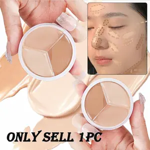 Portable 3 Color Concealer Plate, Lightweight Moisturizing Concealer Cream, Easy to Apply Waterproof Concealer for Flawless Look, Travel Friendly Makeup Tool Coverage